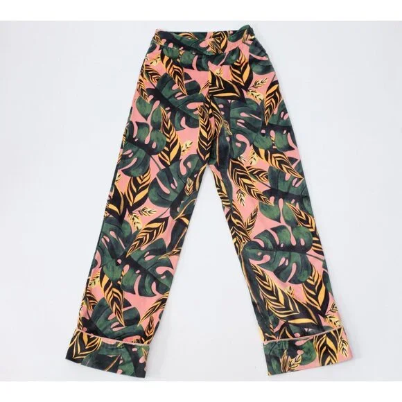 Farm Rio sz XS pant suit jacket velour palm tiger leaf tropical print